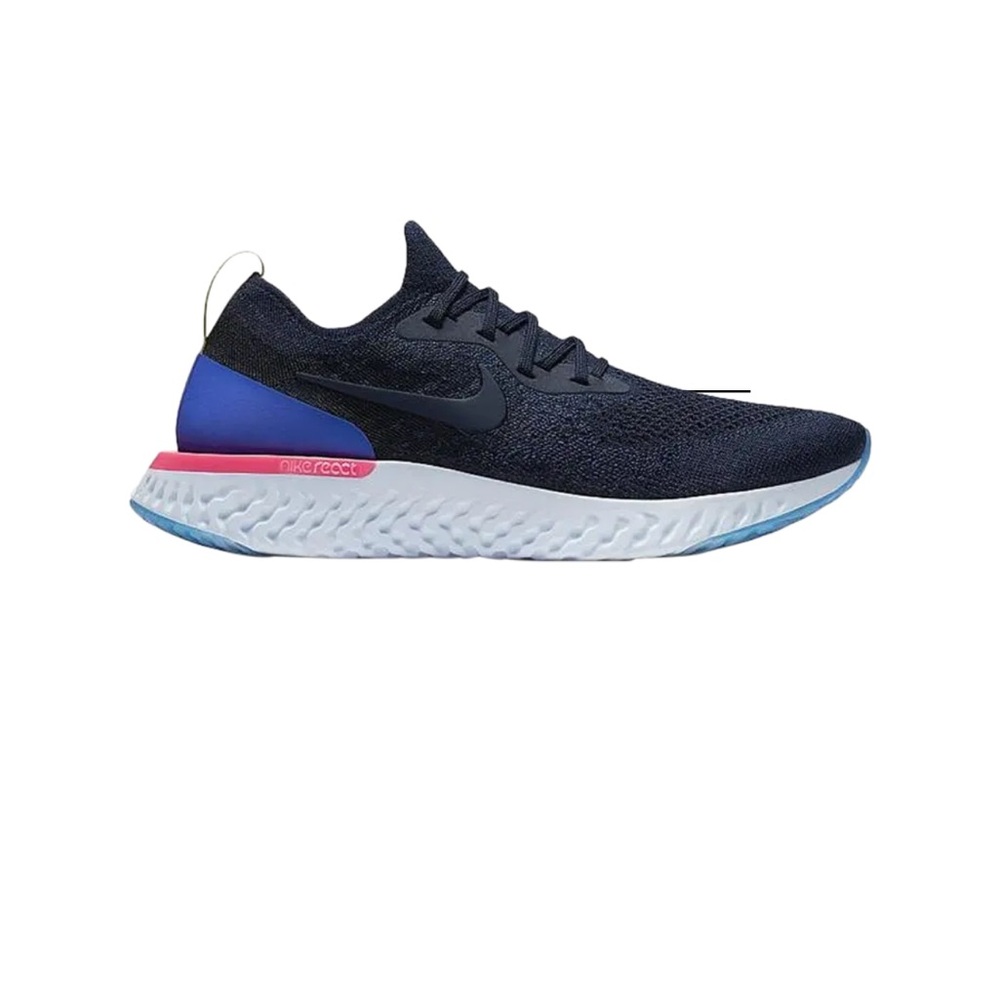 Nike woman’s “College Navy” Blue Knit Sneakers with Pink Accent Stripe - Picture 6 of 6